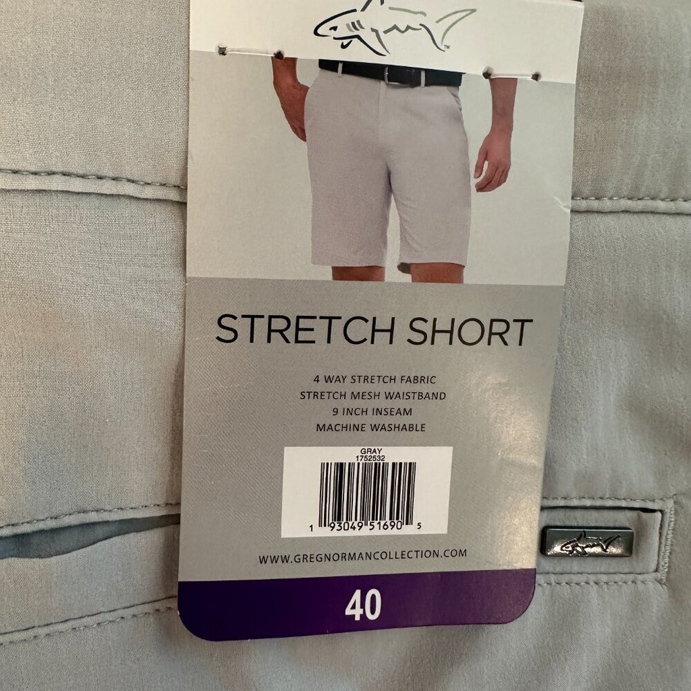 Greg Norman Men's Performance Dressy Stretch Golf Shorts Size 40 Silver (NEW)